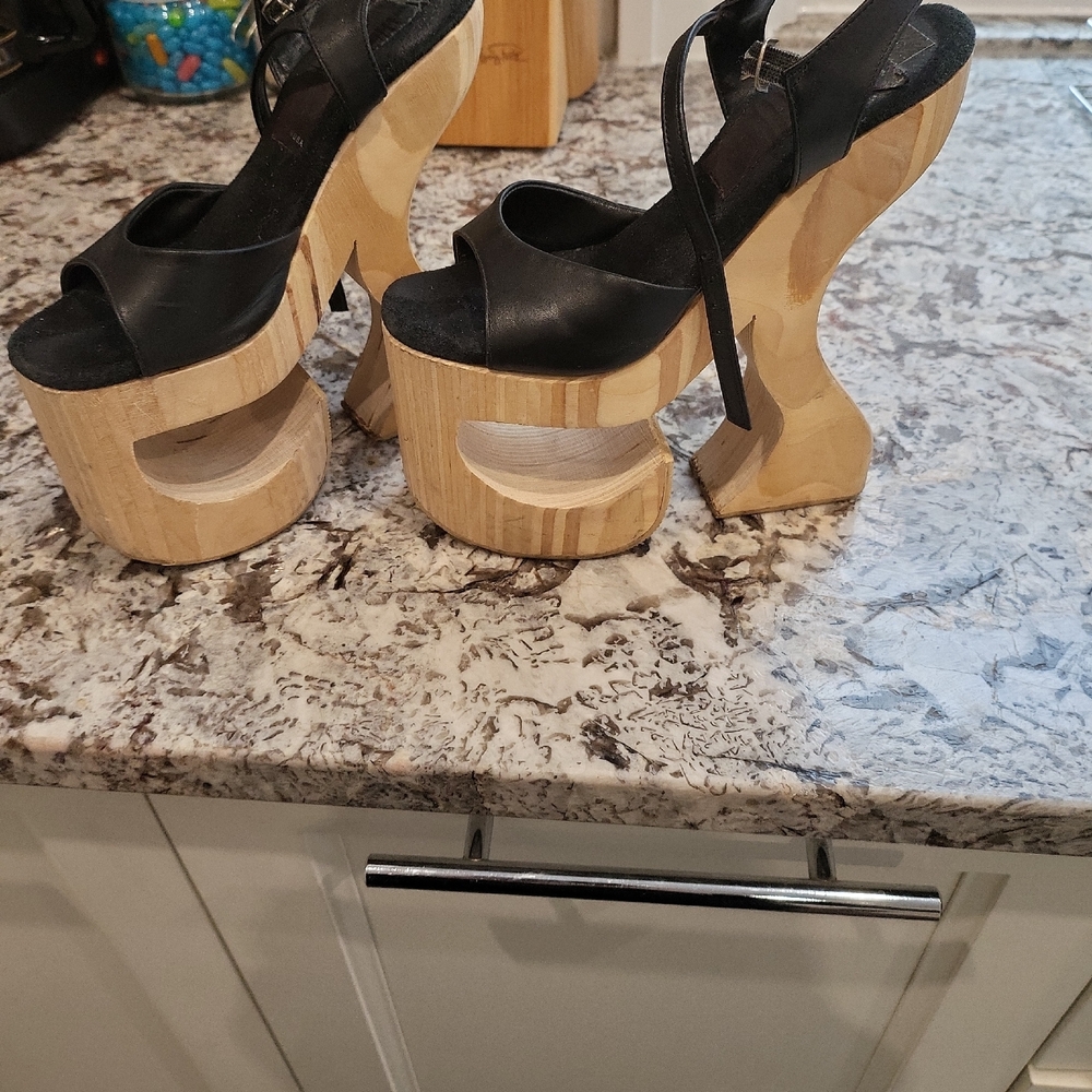 Black Wooden Platform Heels